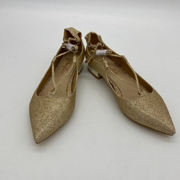 Shoes Gold Glitter Low Heel Pointy Toe Lace Up Pump Poshmark